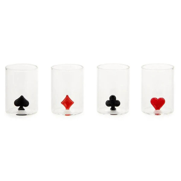 SET ČAŠICA DEALER X4 RED/BLACK GLAS 