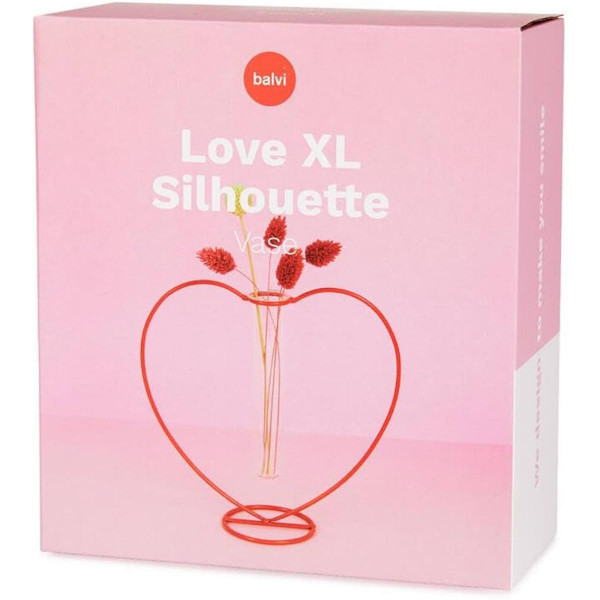 VAZA LOVE SILHOUETTE RED 15CM METAL/GLA 
