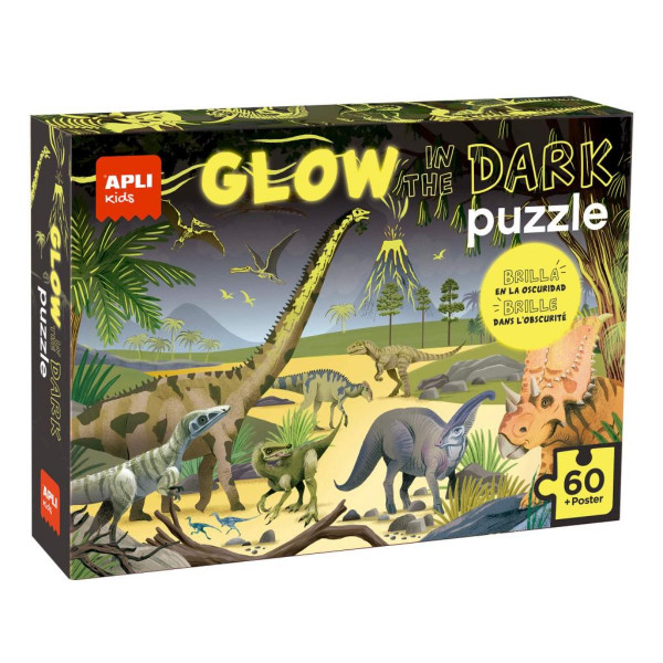 PUZZLE GLOW IN THE DARK DINOSAURS 60U 19435AP 