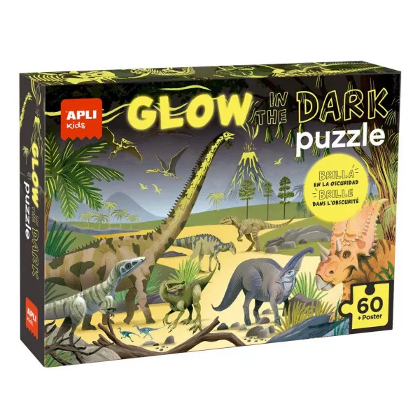 PUZZLE GLOW IN THE DARK DINOSAURS 60U 19435AP 