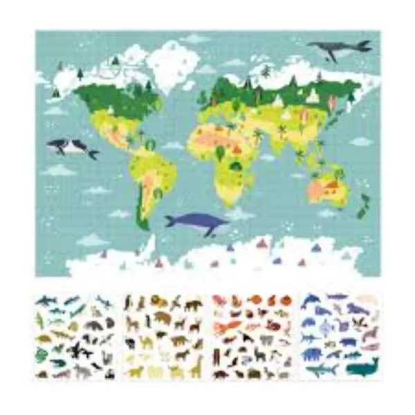 B.GIANT POSTER + 100 STICKERS WORLD MAP 19434AP 