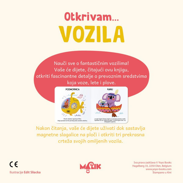 KNJIGA I MAGNETNE SLAGALICE-VOZILA 