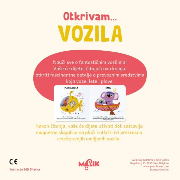 KNJIGA I MAGNETNE SLAGALICE-VOZILA 