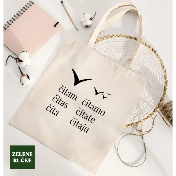 TORBA ZA ŠOPING BOMBAŽ ZELENE RUČKE C/B PRINT 