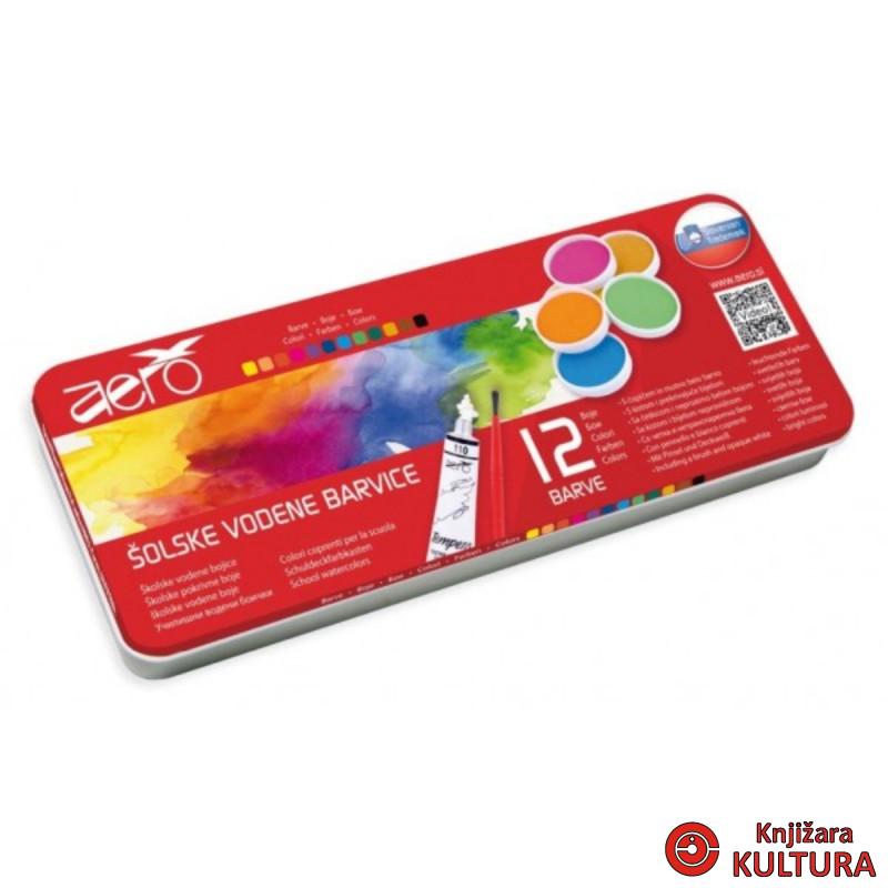 VODENE BOJE AERO 12/1 TEMPERA+KIST 