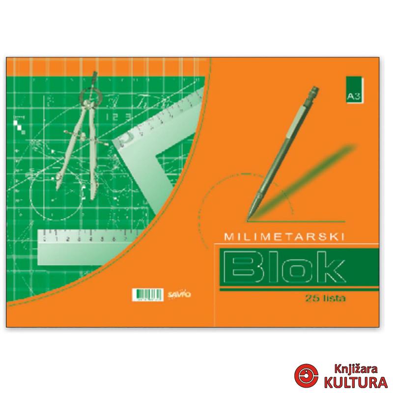 MILIMETARSKI BLOK A3 25L - SAVPO NETO 