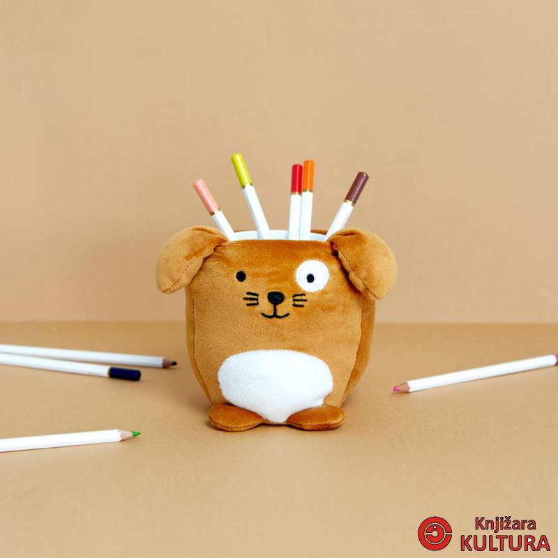 CAŠA ZA OLOVKE,Fluffy Woof,brown,plastic/fabric 