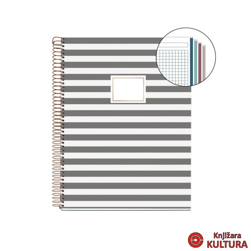 SVESKA A4 120 SQU STRIPES ROSE GREY MR 