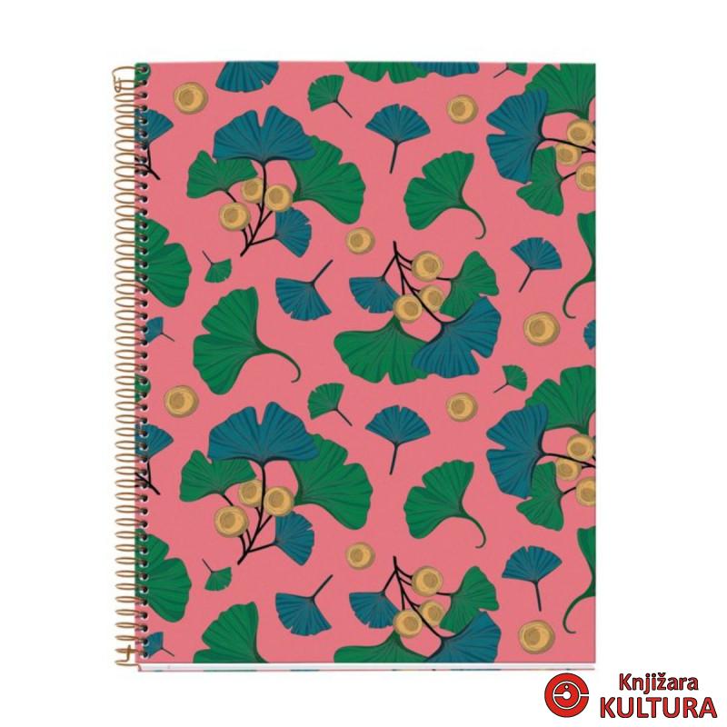 SVESKA A4 120 SQU PINK GINKGO 46824MR 