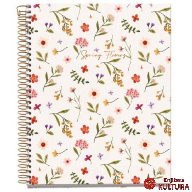 SVESKA A5 120 SQU CREAM SP.FLOWERS 