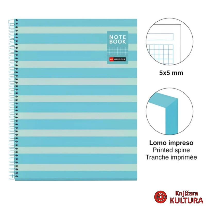 SVESKA A4 80 SQU BETWEEN THE LINES SKY BLUE 