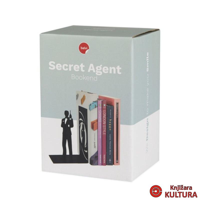 Držač za knjige, Secret Agent, crni, metal 