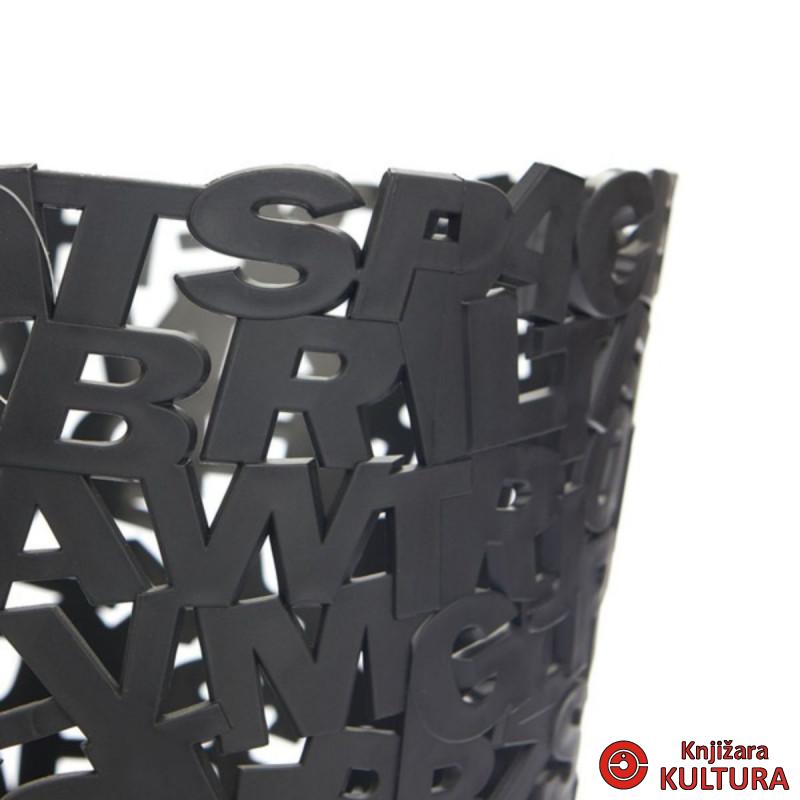 Korpa za otpatke, Letters, crni, plastic 