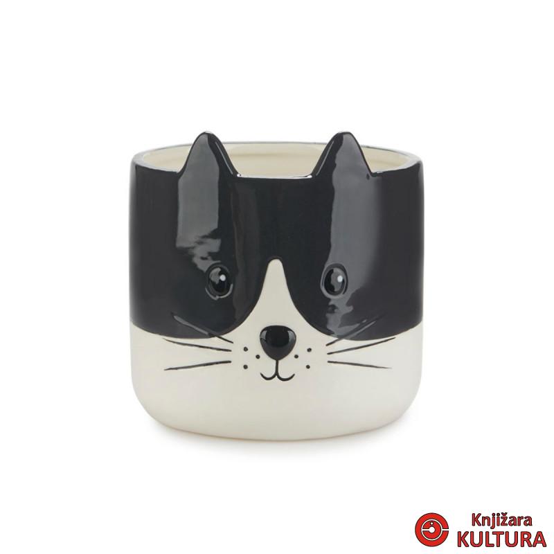 Saksija, Kitty, crni/bijeli, ceramic 