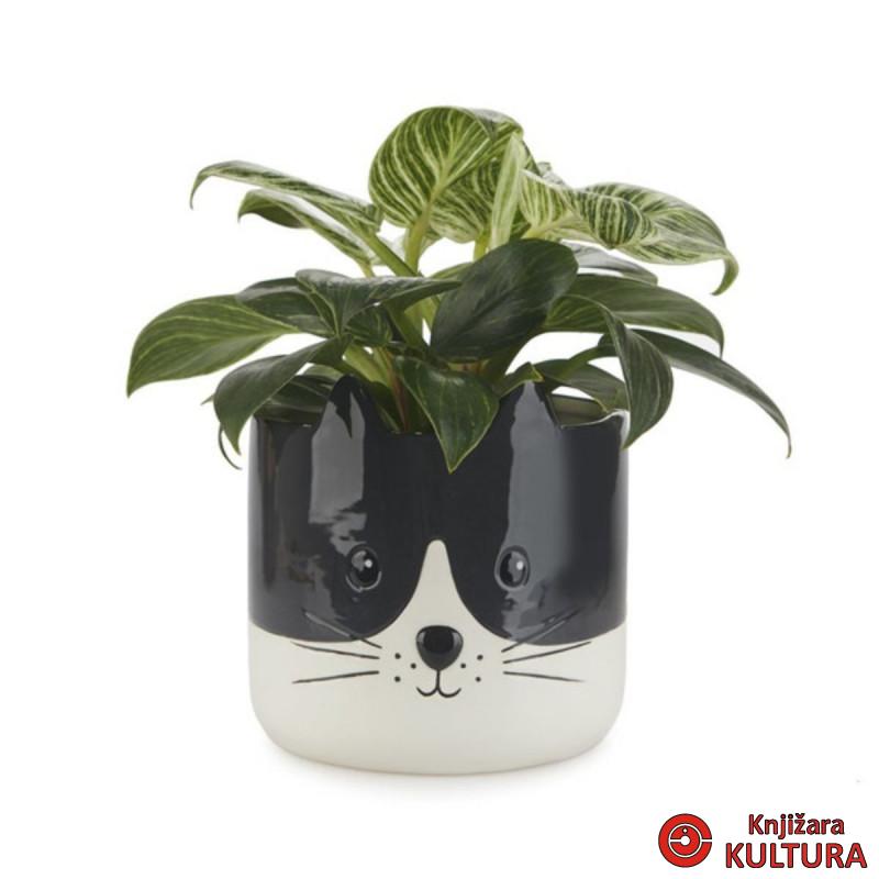 Saksija, Kitty, crni/bijeli, ceramic 