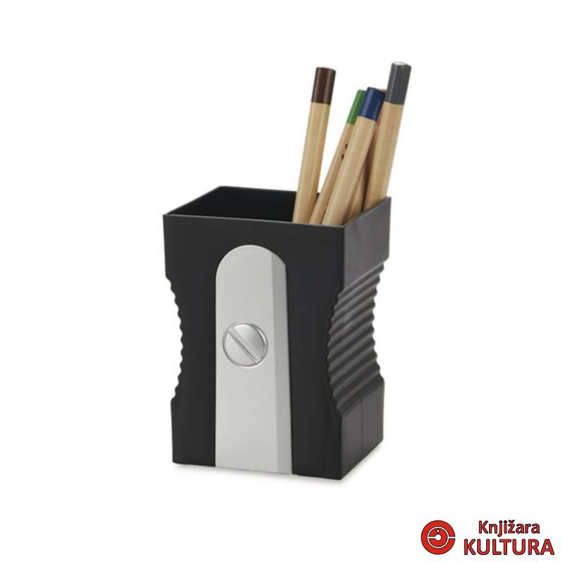 Čaša za olovke, Sharpener, crni, plastic 