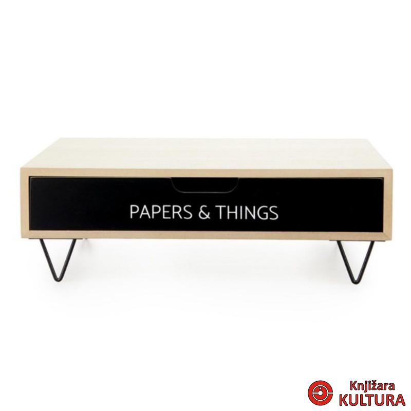 Stalak za monitor, Nordic Papers, drawer, crni, wood 