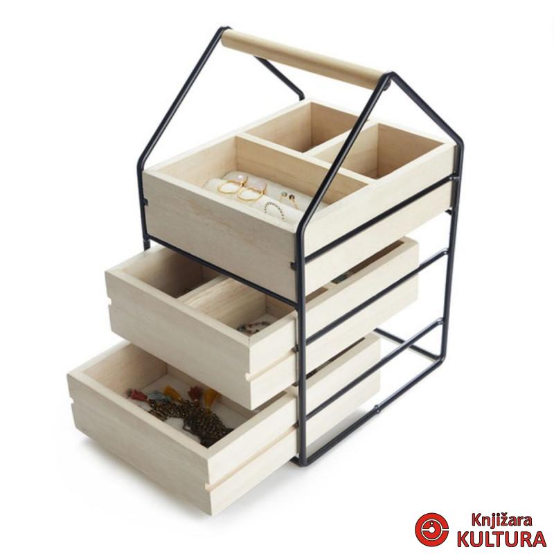 Organizer za nakit, House, crni, wood/metal 