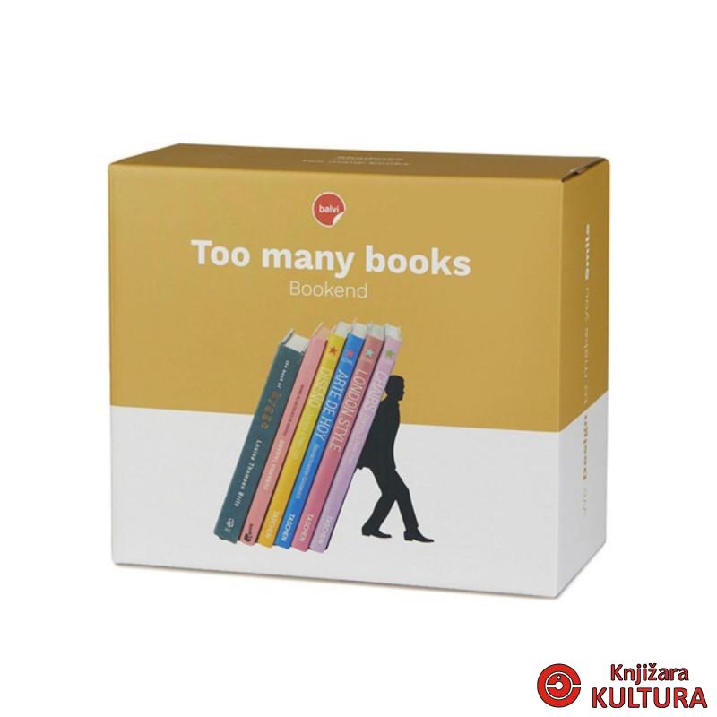 Držač za knjige, Too Many Books, crni, metal 