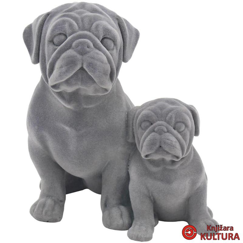 FIGURA GREY VELVET TWIN PUGS LP48343 