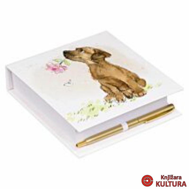 BLOK ZA PORUKE DOG WITH FLOWERS 