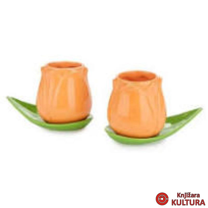ŠOLJE ZA KAFU SET ,Tulip,orange,x2,ceramic 