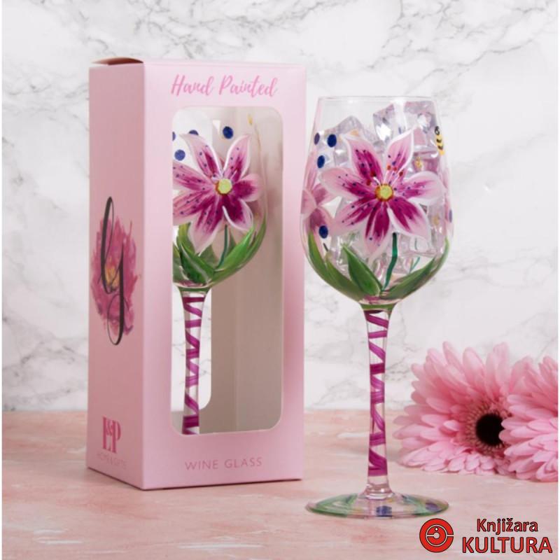 ČAŠA ZA VINO PINK LILLIES LP74529 