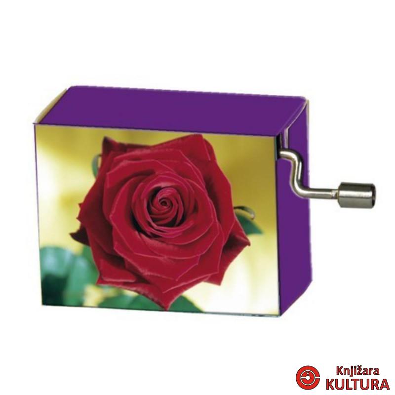 MUZIČKA KUTIJA Happy Birthday, Red rose on yellow 