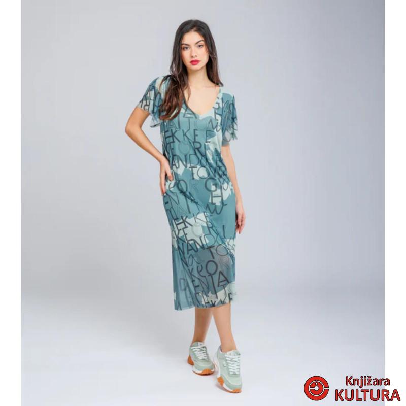 MIDI HALJINA KRATKIH RUKAVOVA -ZELENA - L/XL 40278-201 