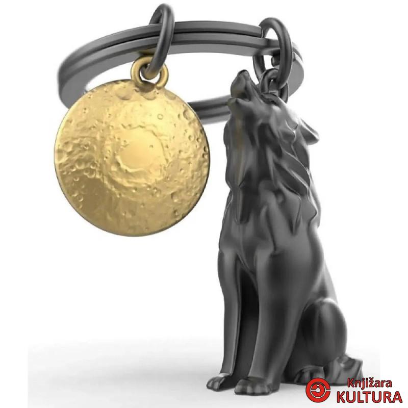 PRIVJESAK ZA KLJUČEVE-METAL- Animal  -Wolf with Moon 