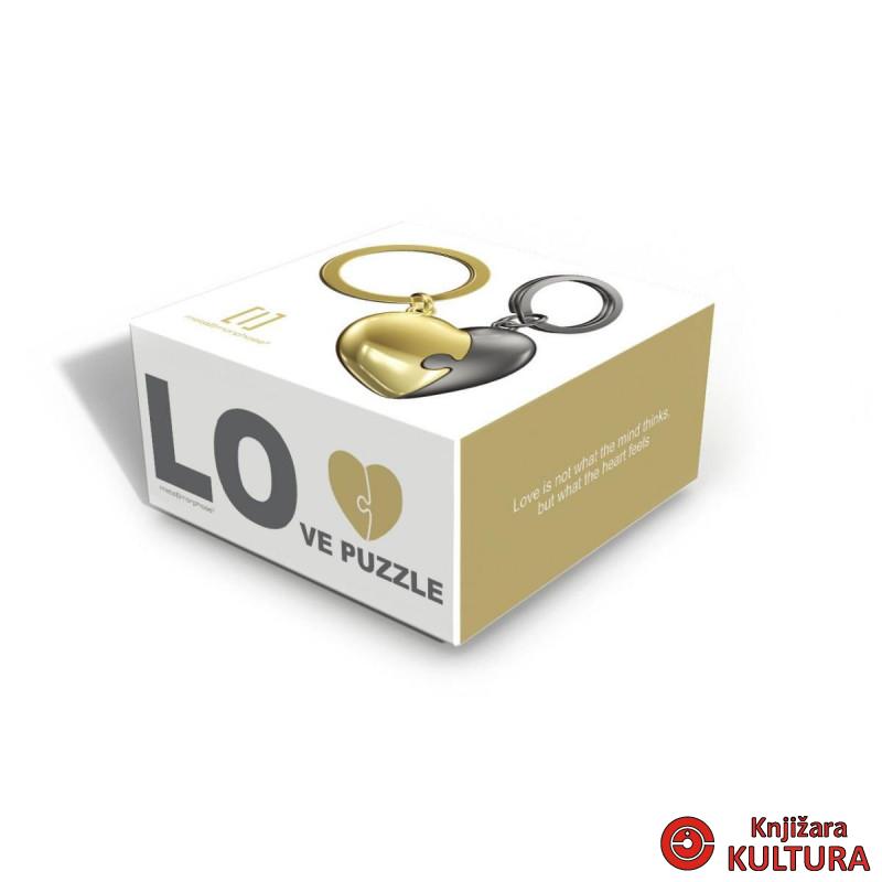 PRIVJESAK ZA KLJUČEVE-METAL- Love  -Puzzle Heart Shiny Bullet + Gold Finish 