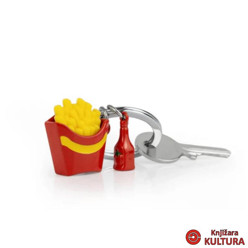 PRIVJESAK ZA KLJUČEVE-METAL- Foodie  -French Fries with Ketchup Bottle 