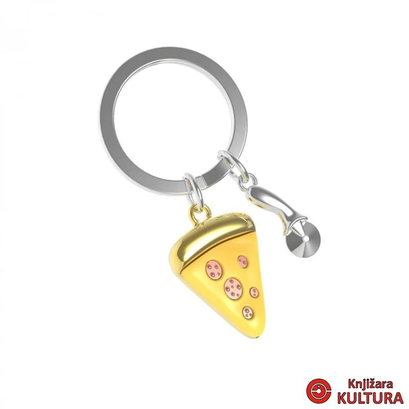 PRIVJESAK ZA KLJUČEVE-METAL- Foodie  -Pizza with Pizza Cutter 