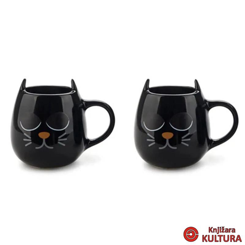 SET ŠOLJICA ZA KAFU WAKE CAT X2 BLACK KERAMIKA 