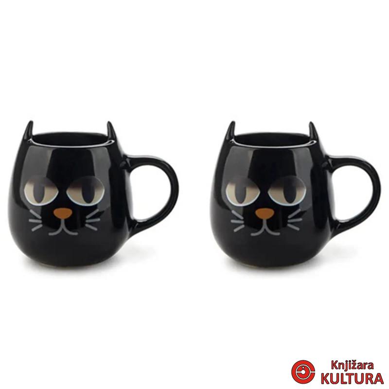 SET ŠOLJICA ZA KAFU WAKE CAT X2 BLACK KERAMIKA 