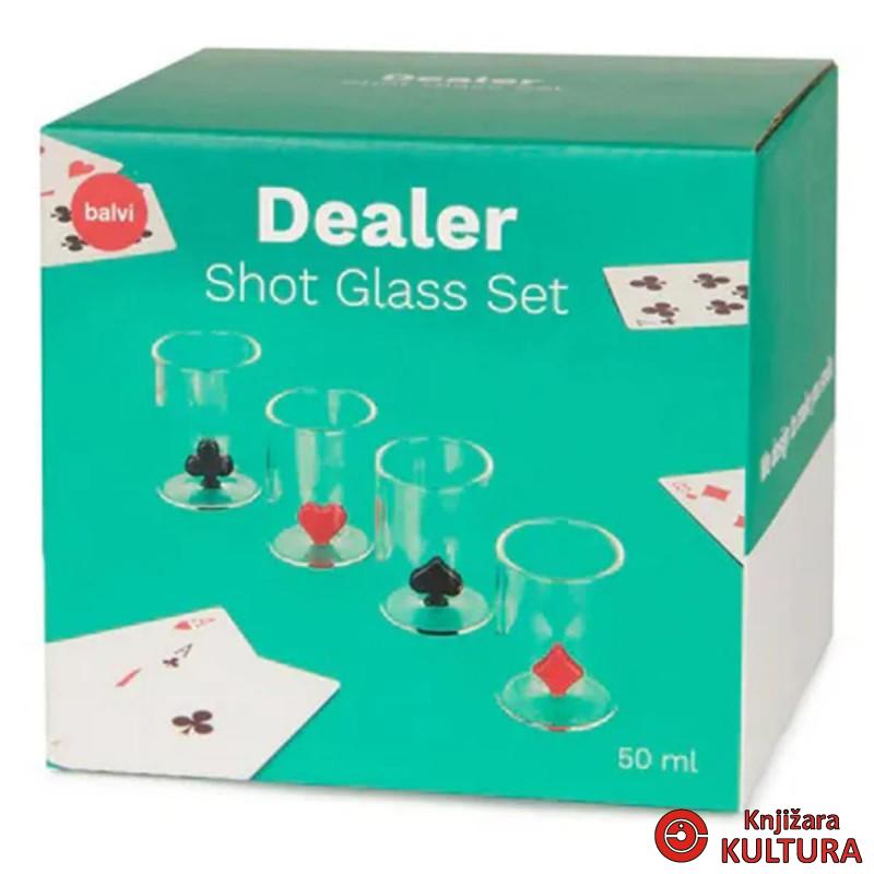 SET ČAŠICA DEALER X4 RED/BLACK GLAS 