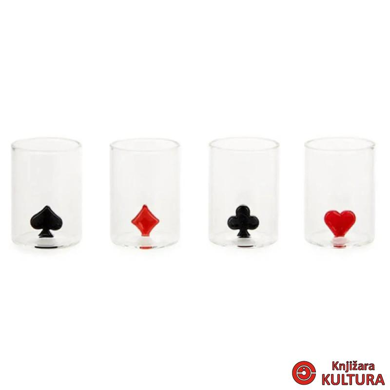 SET ČAŠICA DEALER X4 RED/BLACK GLAS 