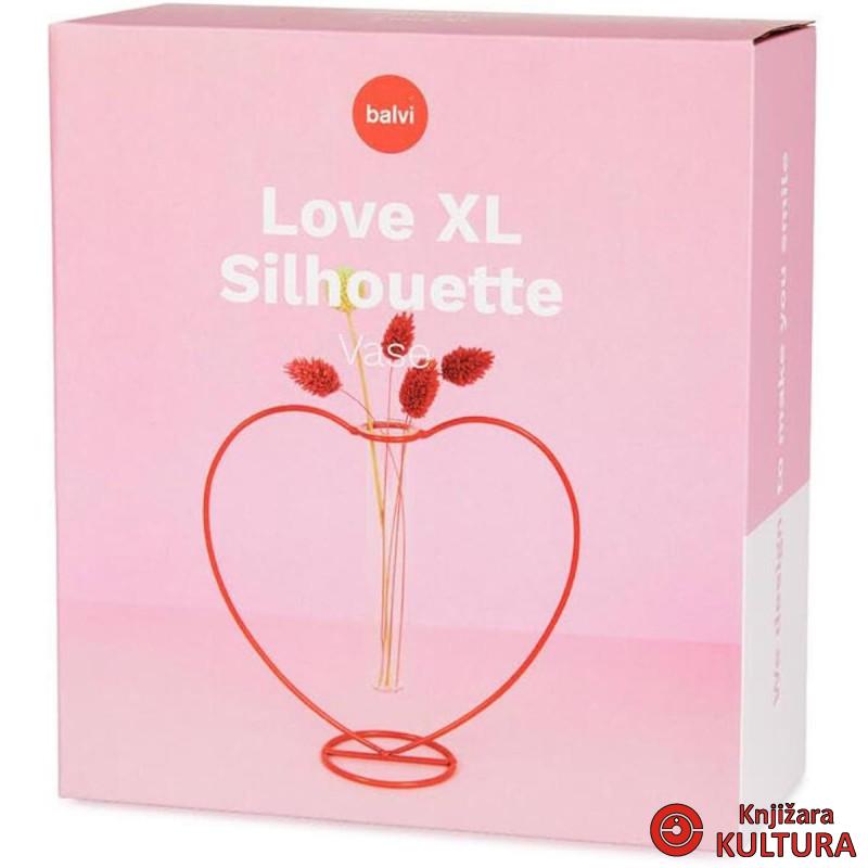 VAZA LOVE SILHOUETTE RED 15CM METAL/GLA 