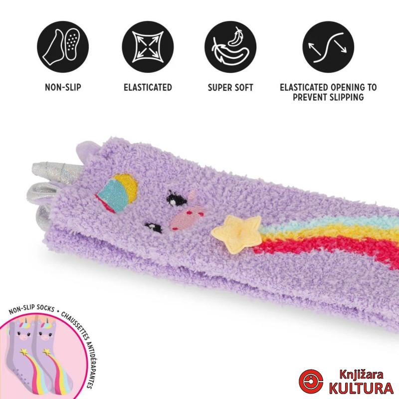 Dječije čarape protiv klizanja - Jednorog - Lila KCS0016 
