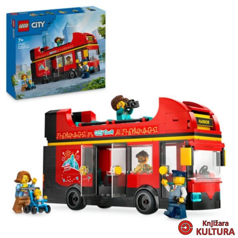 LEGO CRVENI DVOSPRATNI AUTOBUS ZA RAZGLEDANJE GRADA 