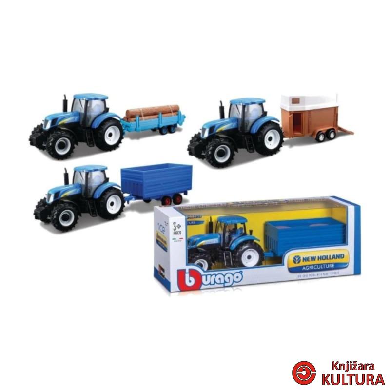 BURAGO 1/32 HOLLAND TRAKTOR+PRIKOLICA 