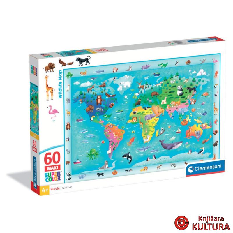 PUZZLE 60 MAXI NOLI MAPA DIVLJEG SVETA 2025 