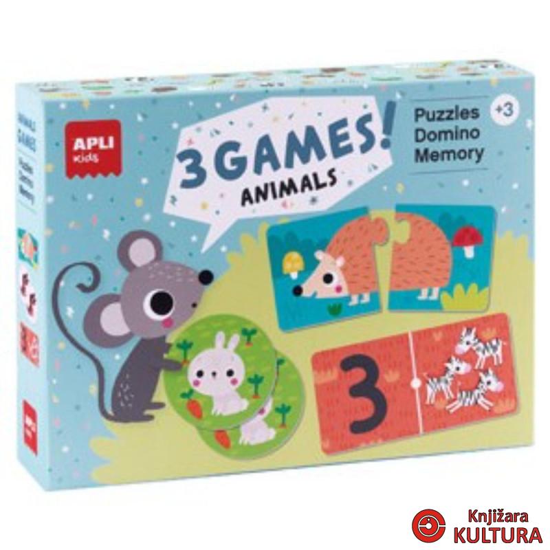 IGRE 3U1-PUZZLE,DOMINE,MEMORIJE ŽIVOTINJE 