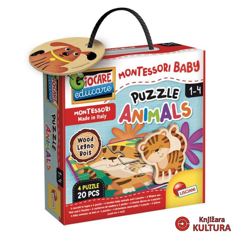 MONTESSORI BABY DRVENE PUZZLE ŽIVOTINJE 
