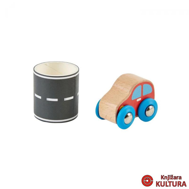 Hape drveni auto sa stazom naljepnica H0463 