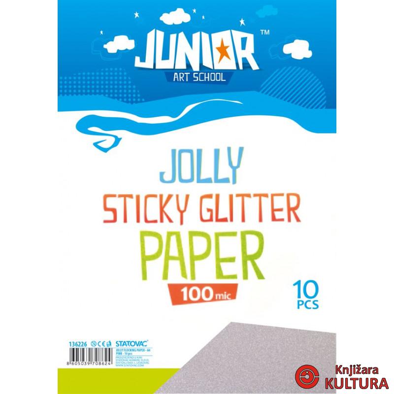 PAPIR GLITER SAMOLJ.A4 100mic ROZE 