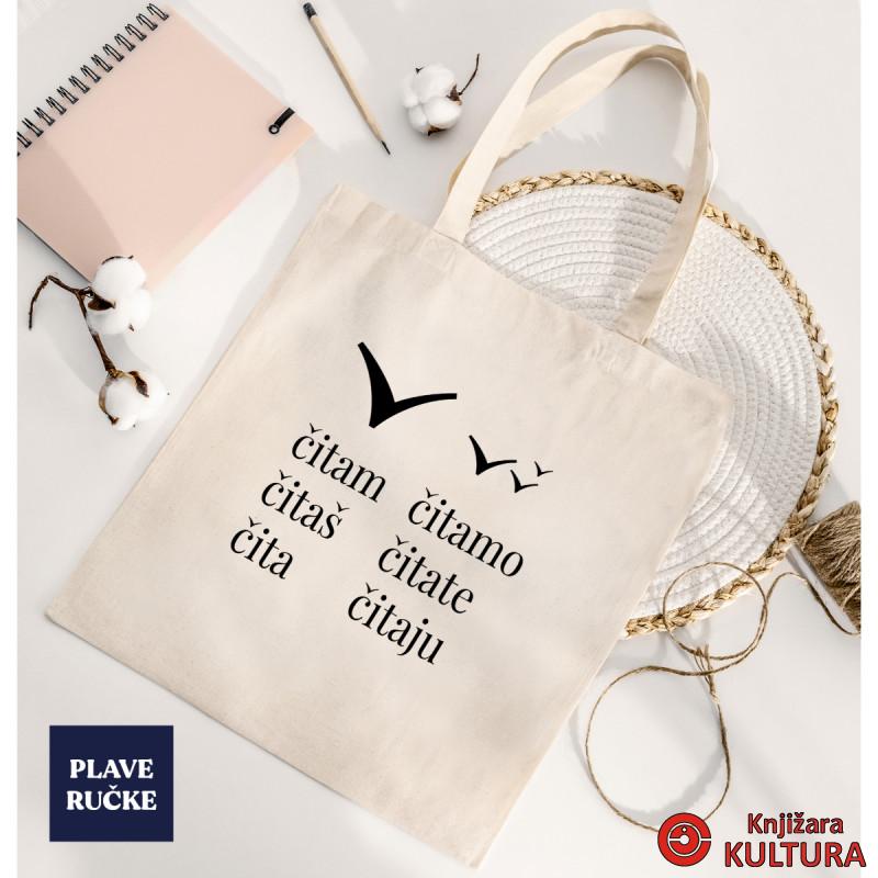 TORBA ZA ŠOPING BOMBAŽ PLAVE RUČKE C/B PRINT 