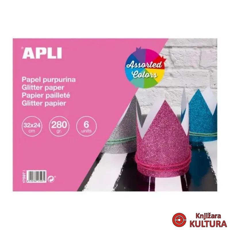 PAPIR GLITER 32X24 ASSORTED COLORS 6S 