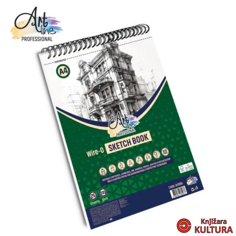 BLOK SPIRALNI ZA SKICIRANJE A4 25L. 135GSM EXTRA WHITE FSC. PORTRAIT 