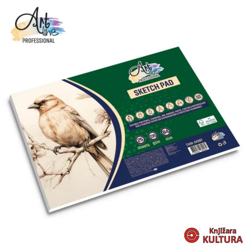 BLOK ZA SKICIRANJE B4 360*260MM 25L.135GSM EXTRA WHITE FSC. LANDSCAPE 